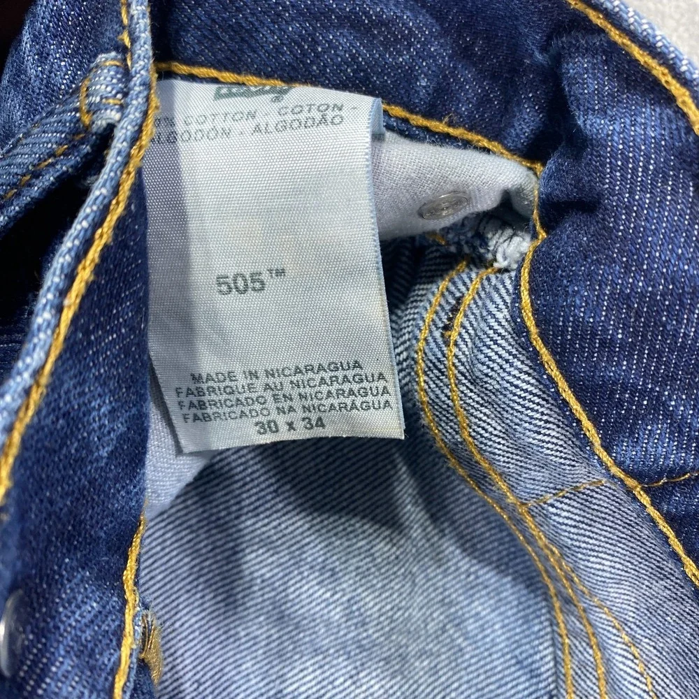 Levis 505 Jeans Mens Fits 30x32 Blue Cotton Denim Straight Leg Chore Stone Wash